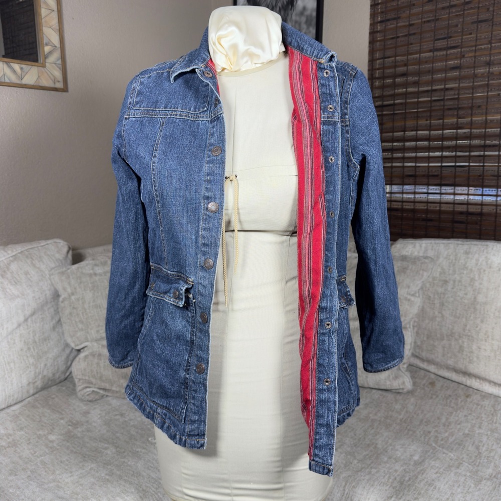 Vintage Wrangler Premium Quality Gear Womens Denim Jacket L Western Stripe Lined